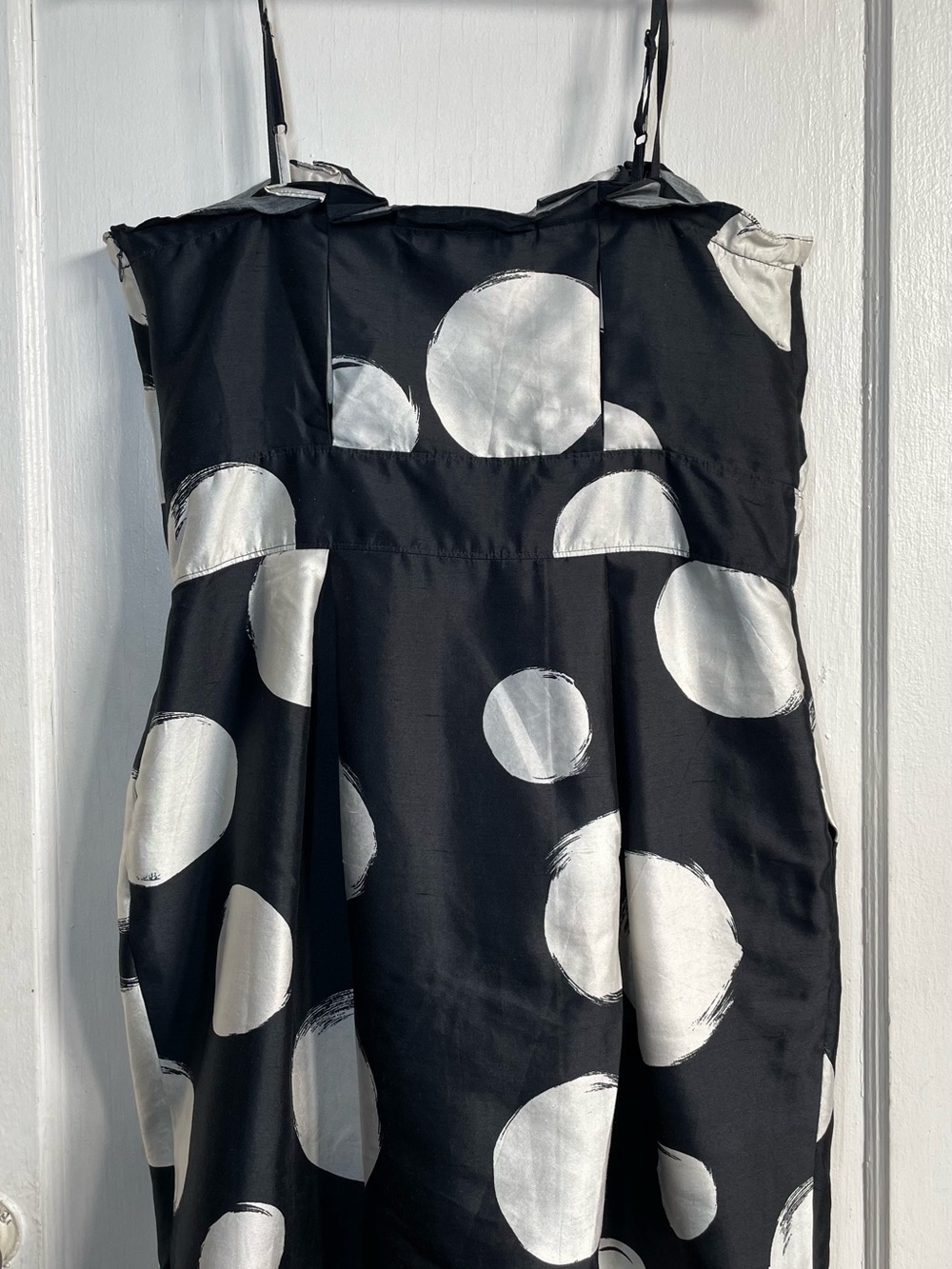 Club Monaco Silk Blend Polka Dot Dress Size 12 Black White Cocktail Party - Picture 5 of 10